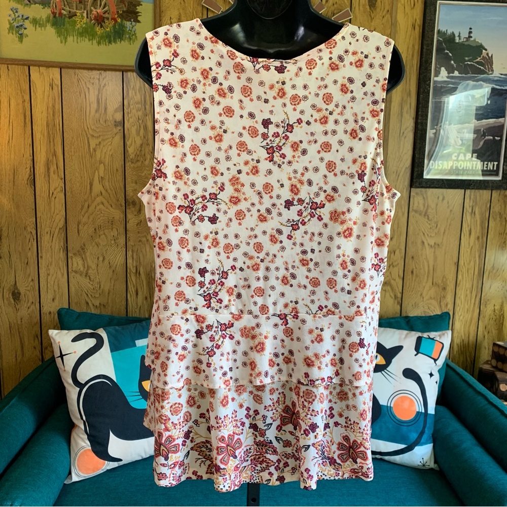 Style & Co. Floral Sleeveless Ruffle Blouse - Picture 5 of 10